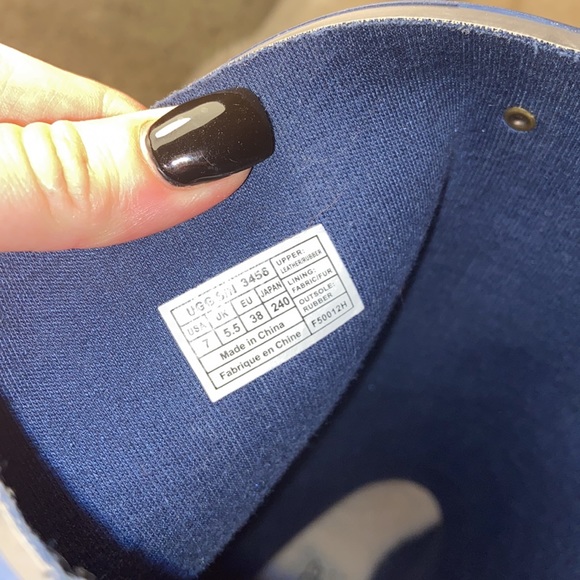 EUC UGG Madelynn gray/blue rubber and leather tall rain boots - Picture 8 of 16